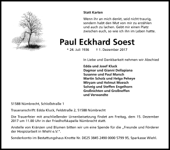 Anzeige von Paul Eckhard Soest von Kölner Stadt-Anzeiger / Kölnische Rundschau / Express