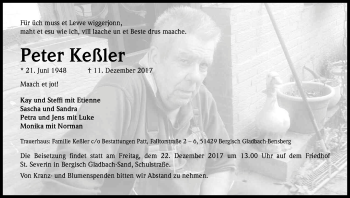 Anzeige von Peter Keßler von Kölner Stadt-Anzeiger / Kölnische Rundschau / Express