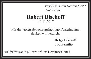 Anzeige von Robert Bischoff von  Schlossbote/Werbekurier 
