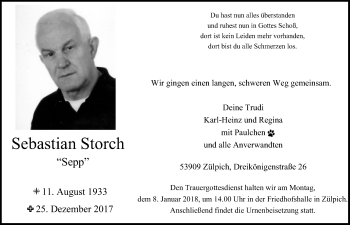 Anzeige von Sebastian Storch von  Blickpunkt Euskirchen 