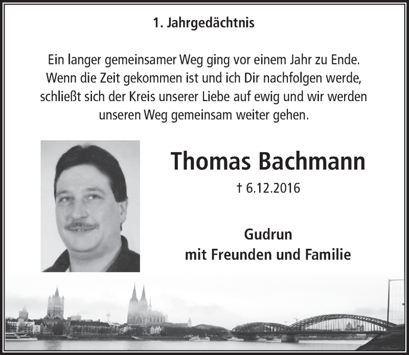  Traueranzeige für Thomas Bachmann vom 06.12.2017 aus  Extra Blatt 