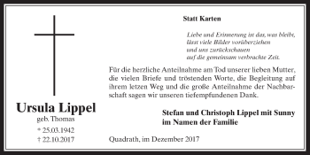 Anzeige von Ursula Lippel von  Werbepost 