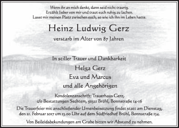 Anzeige von Heinz Ludwig Gerz von  Schlossbote/Werbekurier 