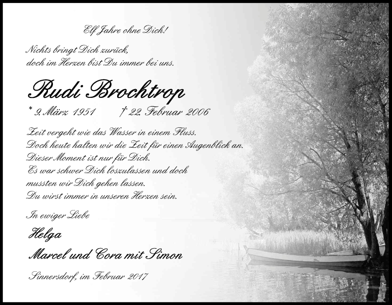  Traueranzeige für Rudolf Brochtrop vom 25.02.2017 aus Kölner Stadt-Anzeiger / Kölnische Rundschau / Express