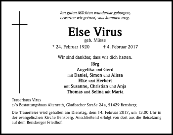 Anzeige von Else Virus von Kölner Stadt-Anzeiger / Kölnische Rundschau / Express