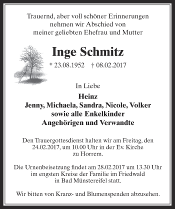 Anzeige von Inge Schmitz von  Werbepost 