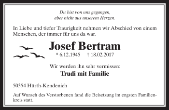 Anzeige von Josef Bertram von  Wochenende 
