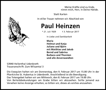 Anzeige von Paul Heinzen von Kölner Stadt-Anzeiger / Kölnische Rundschau / Express