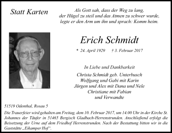 Anzeige von Erich Schmidt von Kölner Stadt-Anzeiger / Kölnische Rundschau / Express