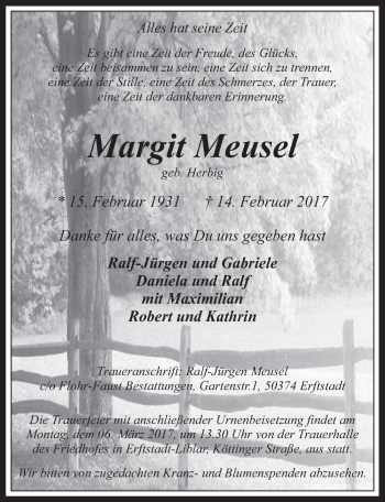 Anzeige von Margit Meusel von  Werbepost 