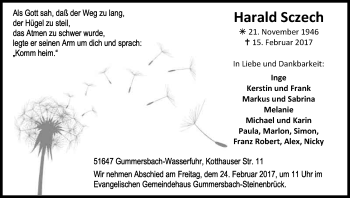 Anzeige von Harald Sczech von Kölner Stadt-Anzeiger / Kölnische Rundschau / Express