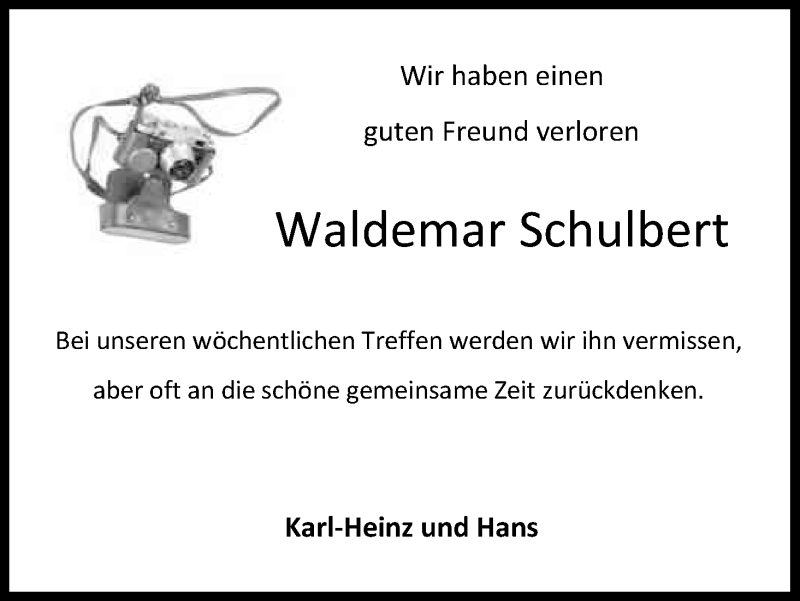  Traueranzeige für Waldemar Schulbert vom 04.02.2017 aus Kölner Stadt-Anzeiger / Kölnische Rundschau / Express