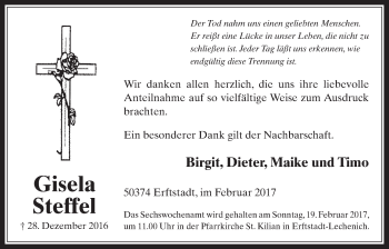Anzeige von Gisela Steffel von  Werbepost 