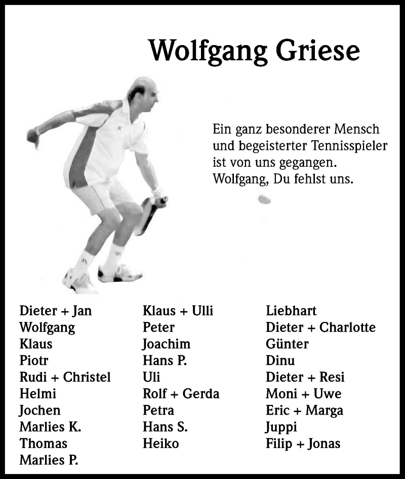  Traueranzeige für Wolfgang Griese vom 15.02.2017 aus Kölner Stadt-Anzeiger / Kölnische Rundschau / Express