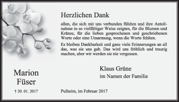 Anzeige von Marion Füsser von  Sonntags-Post 