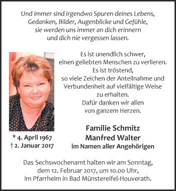 Anzeige von Manfred Walter von  Blickpunkt Euskirchen 