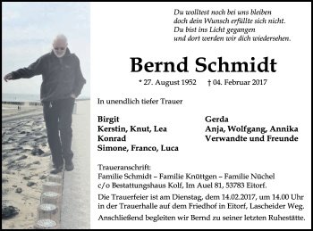 Anzeige von Bernd Schmidt von Kölner Stadt-Anzeiger / Kölnische Rundschau / Express