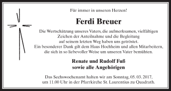 Anzeige von Ferdi Breuer von  Werbepost 