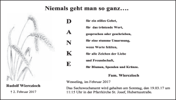 Anzeige von Rudolf Wierczioch von  Schlossbote/Werbekurier 