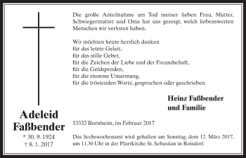 Anzeige von Adeleid Faßbender von  Schaufenster/Blickpunkt 
