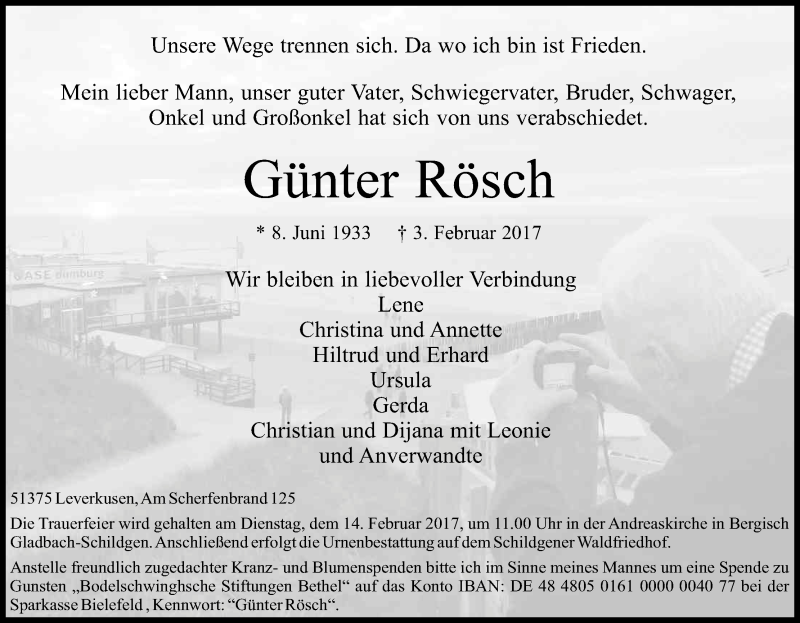  Traueranzeige für Günter Rösch vom 11.02.2017 aus Kölner Stadt-Anzeiger / Kölnische Rundschau / Express