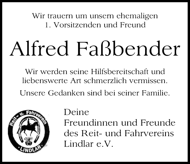  Traueranzeige für Alfred Faßbender vom 01.03.2017 aus Kölner Stadt-Anzeiger / Kölnische Rundschau / Express