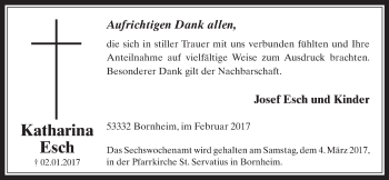 Anzeige von Katharina Esch von  Schaufenster/Blickpunkt 
