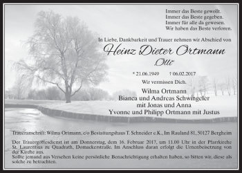 Anzeige von Heinz Dieter Ortmann von  Werbepost 