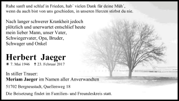 Anzeige von Herbert Jaeger von Kölner Stadt-Anzeiger / Kölnische Rundschau / Express