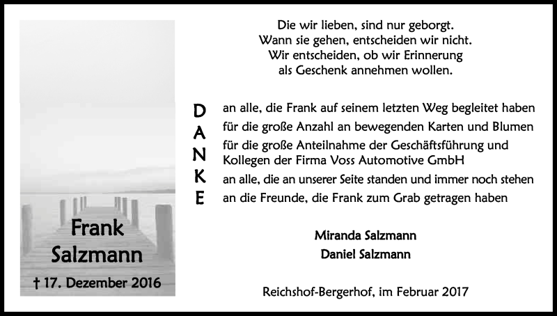  Traueranzeige für Frank Salzmann vom 18.02.2017 aus Kölner Stadt-Anzeiger / Kölnische Rundschau / Express