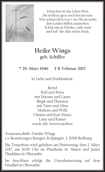 Anzeige von Heike Wings von  Werbepost 