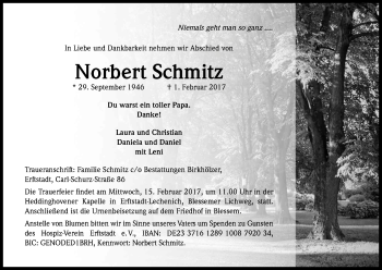 Anzeige von Norbert Schmitz von Kölner Stadt-Anzeiger / Kölnische Rundschau / Express