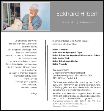 Anzeige von Eckhard Hilbert von Kölner Stadt-Anzeiger / Kölnische Rundschau / Express