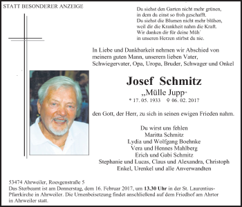 Anzeige von Josef Schmitz von  Blickpunkt Euskirchen 