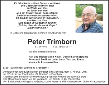 Anzeige von Peter Trimborn von  Blickpunkt Euskirchen 