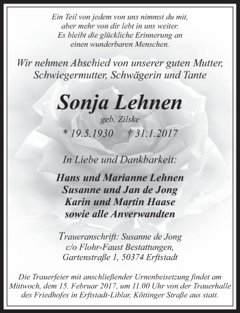 Anzeige von Sonja Lehnen von  Werbepost 