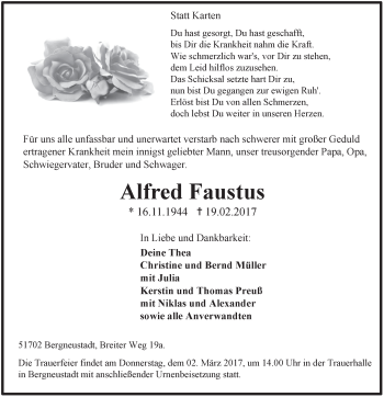 Anzeige von Alfred Faustus von  Anzeigen Echo 