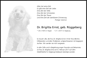 Anzeige von Brigitta Ernst von Kölner Stadt-Anzeiger / Kölnische Rundschau / Express