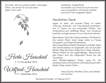 Anzeige von Herta und Wilfried Harscheid von  Lokalanzeiger 