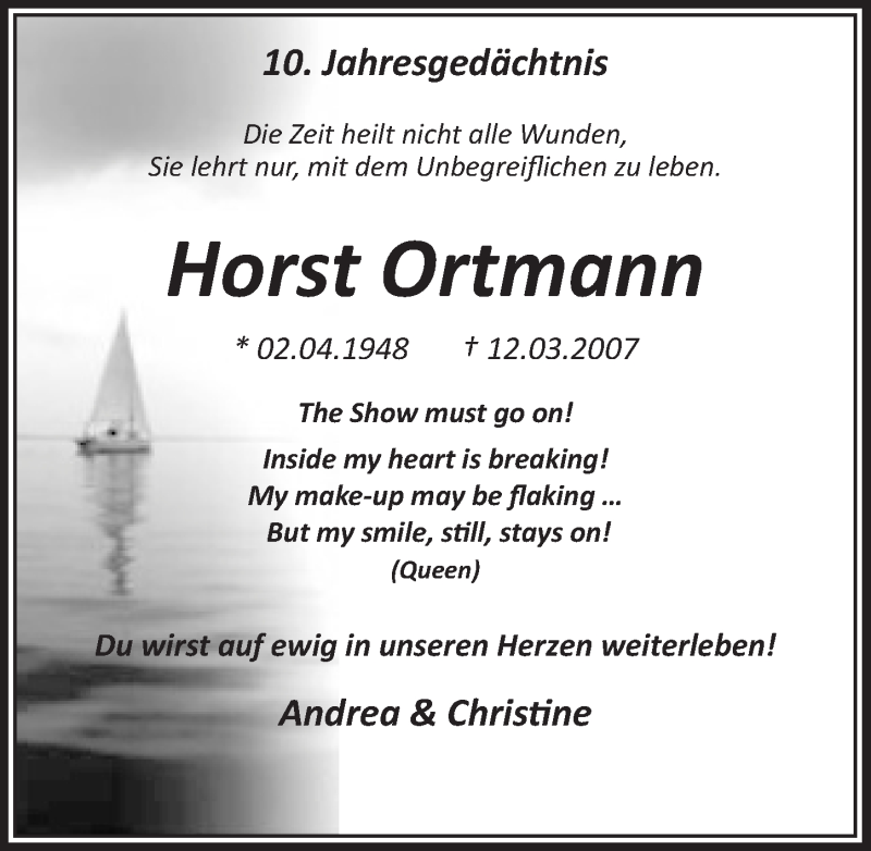  Traueranzeige für Horst Ortmann vom 15.03.2017 aus  Lokalanzeiger 