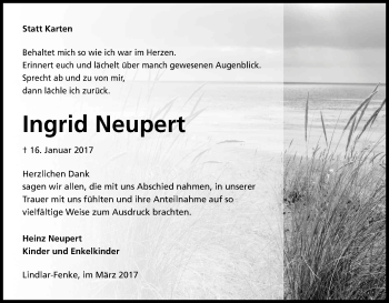 Anzeige von Ingrid Neupert von Kölner Stadt-Anzeiger / Kölnische Rundschau / Express