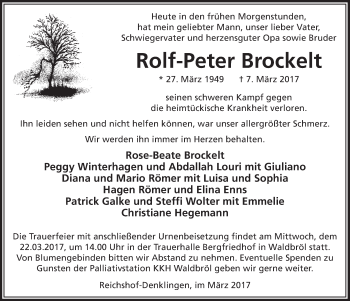 Anzeige von Rolf-Peter Brockelt von  Lokalanzeiger 