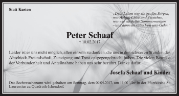 Anzeige von Peter Schaaf von  Werbepost 