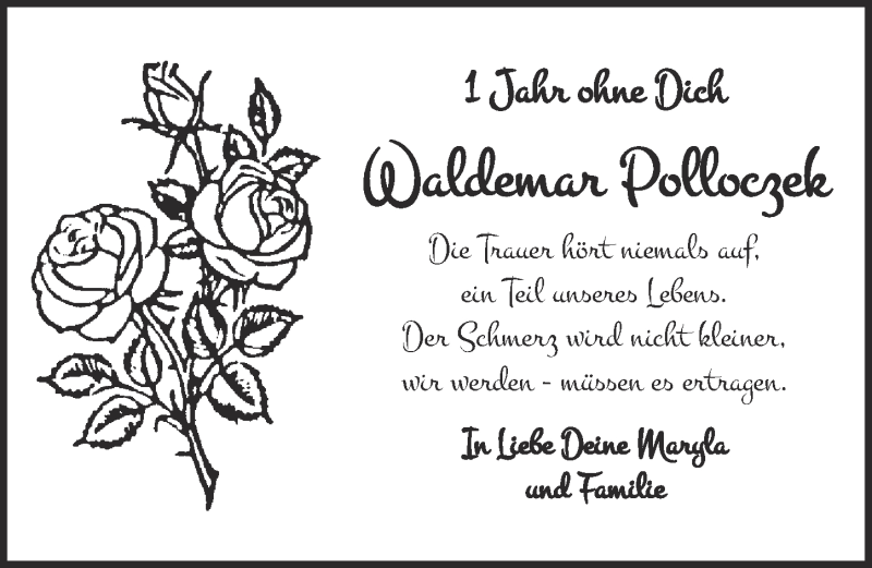  Traueranzeige für Waldemar Polloczek vom 08.03.2017 aus  Kölner Wochenspiegel 