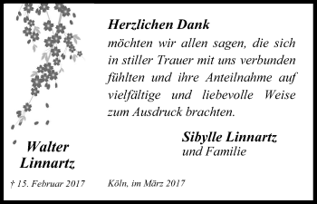 Anzeige von Walter Linnartz von Kölner Stadt-Anzeiger / Kölnische Rundschau / Express