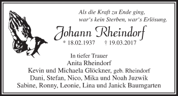 Anzeige von Johann Rheindorf von  Bergisches Handelsblatt 