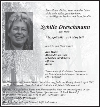 Anzeige von Sybille Dreschmann von  Werbepost 