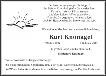 Anzeige von Kurt Knönagel von  Werbepost 
