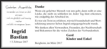 Anzeige von Ingrid Bastian von  Werbepost 