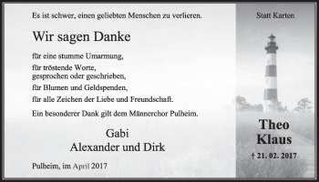Anzeige von Theo Klaus von  Sonntags-Post 